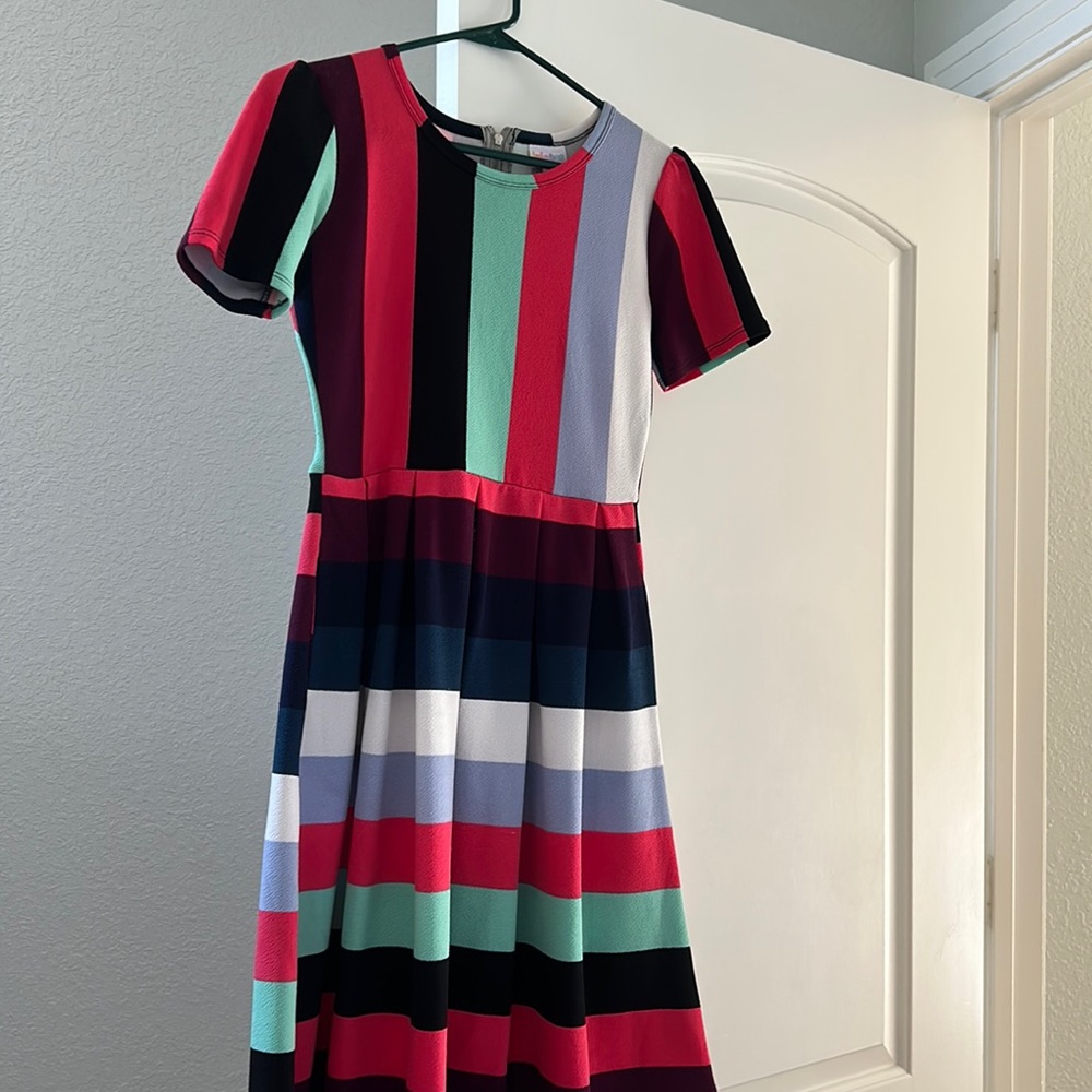 LuLaRoe | Amelia Dress | Multicolor Stripes | XS | GUC